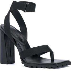 JESSICA SIMPSON KIELNE MIXED MEDIA BLOCK HEEL SANDALS 9.5